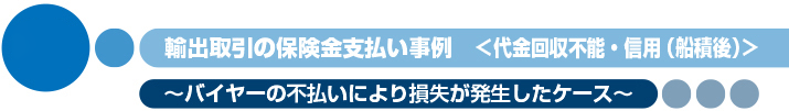 輸出取引の保険金支払い事例　＜代金回収不能・信用(船積後)＞　〜バイヤーの不払いにより損失が発生したケース〜