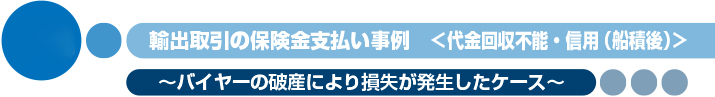 輸出取引の保険金支払い事例　＜代金回収不能・信用(船積後)＞　〜バイヤーの破産により損失が発生したケース〜