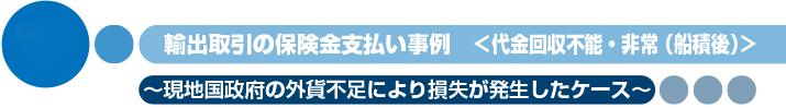 輸出取引の保険金支払い事例　＜代金回収不能・非常(船積後)＞　〜現地国政府の外資不足により損失が発生したケース〜