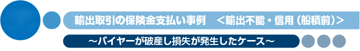 輸出取引の保険金支払い事例　＜輸出不能・信用(船積前)＞　〜バイヤーが破産し損失が発生したケース〜