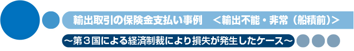 輸出取引の保険金支払い事例　＜輸出不能・非常(船積前)＞　〜第３国による経済制裁により損失が発生したケース〜