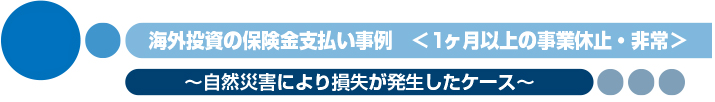 海外投資の保険金支払い事例　＜1ヶ月以上の事業休止・非常＞　〜自然災害により損失が発生したケース〜