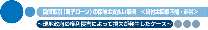 融資取引（親子ローン）の保険金支払い事例　＜貸付金回収不能・非常＞　〜現地政府の権利侵害によって損失が発生したケース〜