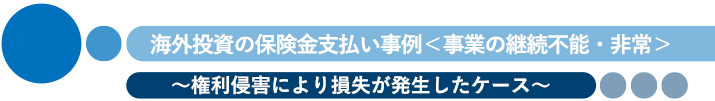 保険金支払い事例　＜海外投資保険＞　〜権利侵害により損失が発生したケース〜