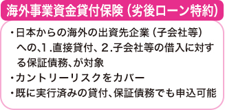 海外事業資金貸付保険（劣後ローン特約）